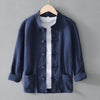 Men's Chinese Frog-Button Linen Shirt with Pockets