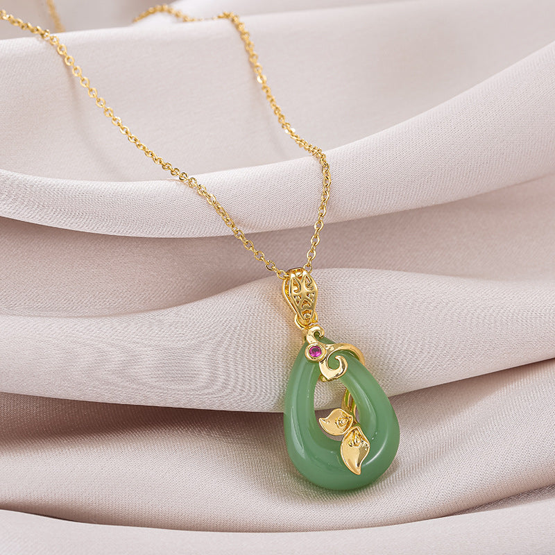 Lotus Peace Buckle Necklace Pendant, Titanium Steel Chain