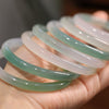 Green and White Agate Bangle Bracelet, 8mm Round Bar