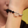 Black Obsidian and Chalcedony Peace Buckle Bracelet