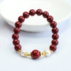 Cinnabar Rose Bracelet with Gold-Tone Accents