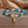 Agate Bead Charm Bracelet with Gold Tone Pendant