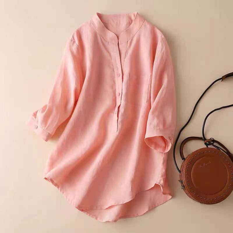 Women's Casual Three Quarter Sleeve Plain Shirt