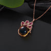 Peacock Pendant Necklace with Blue Stone