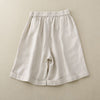 Women's Cotton Linen Shorts With Pockets, High Waist Wide Leg