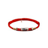 Red woven cord bracelet with silver and gold tone gourd charm