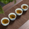 Chinese Ceramic Teacup, Blue Landscape Lotus Cat Design
