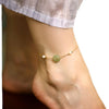 Hetian Jade Peace Buckle Anklet with Gold-Tone Chain