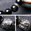 Black Obsidian Pixiu Bracelet with Tibetan Silver-tone Spacers