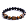 Tiger Eye and Lava Rock Bracelet with Square Natural Stone Beads