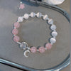 Cat's Eye Pink Crystal Moon Love Charm Bracelet