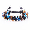 Tiger Eye Black Agate Evil Eye Double Row Bracelet