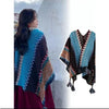 Ethnic Style Woven Poncho Shawl with Tassels