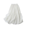 Cotton Linen Elastic Waist Skirt, Long A-Line