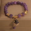 Amethyst Lily Charm Bracelet with Gold-Tone Accents