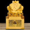 Resin Money Frog Statue and Coin Bank, Gold-Tone Feng Shui Decor