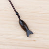 Carved Fish Stone Pendant Necklace, Natural Gemstone Charm