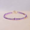 Natural Amethyst Beaded Bracelet with Gold-Tone Accents