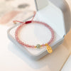 Strawberry Quartz or Garnet Bracelet with Fu Charm