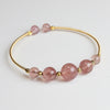 Gold-Tone Wire Wrapped Gemstone Bead Bangle Bracelet