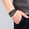 Braided Leather Bracelet with Stone Beads for Men and Women
