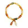 Natural Golden Silk Jade Gourd Wealth Charm Bracelet