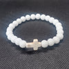 Cross Charm Beaded Bracelet with Stone or Lava Rock