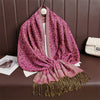 Jacquard Paisley Flower Pattern Color Contrast Design Tassel Cozy Scarf Shawl
