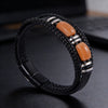 Tiger Eye Power Magnetic Buckle Multilayered Leather Bracelet