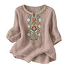 Women's Embroidered Boho T-Shirt, Spring Cotton Blend Top