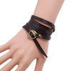 Cowhide Leather Wrap Bracelet, Hand-Braided Buckle