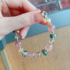 Strawberry Quartz Crystal Bracelet with Geometric Beads
