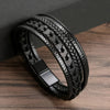 Handmade Leather Bracelet with Titanium Steel Buckle