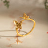 925 Sterling Silver Butterfly Ring, Adjustable Open Band