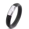Handmade Leather Bracelet with Titanium Steel Buckle