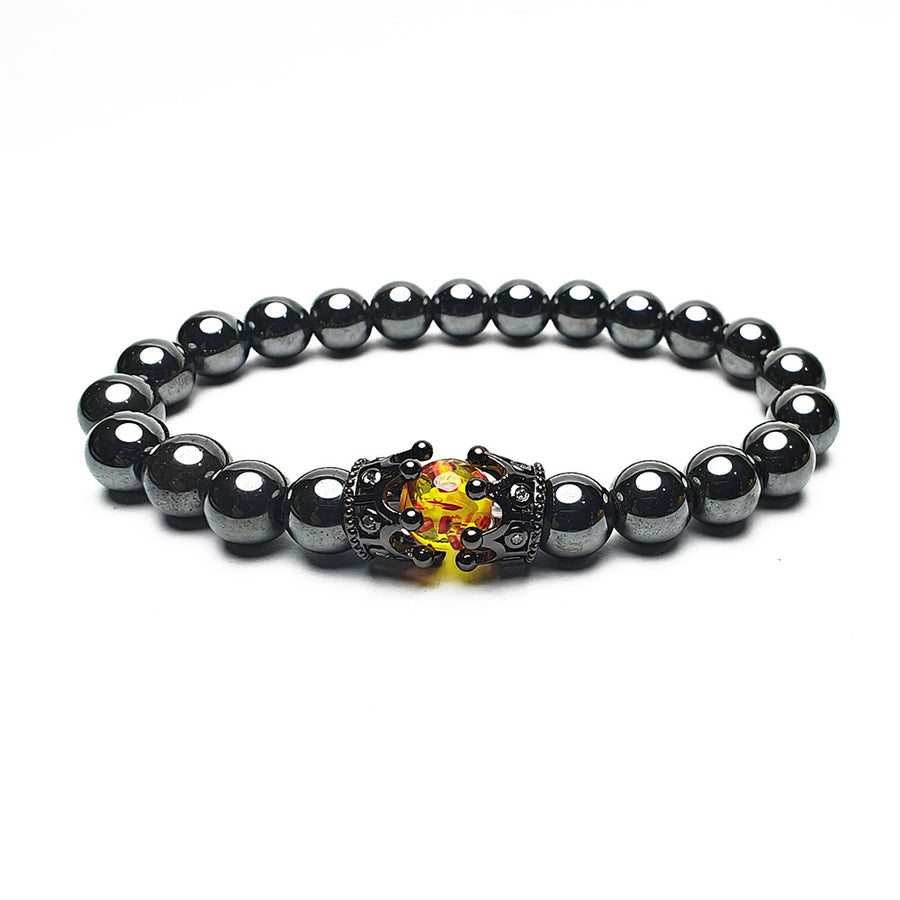 Natural Stone Crown Beads Bracelet for Couples