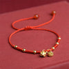 Lotus Pod Charm Luck String Rope Anklet with Agate Beads