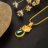 Green Chalcedony Fox Pattern Courage Necklace Pendant