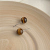 Tiger Eye Stud Earrings, Vintage Geometric Style