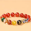 Pixiu Bracelet with Natural Obsidian and Red Agate Beads
