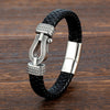 Braided Leather Bracelet with Horseshoe Buckle