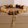 Tiger Eye and Citrine Beaded Bracelet with Gourd Charm