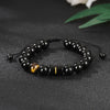 Alphabet Letter Bracelet with Tiger Eye and Black Glass Beads