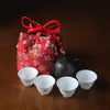 Japanese Style Tea Ware Storage Bag, Drawstring Pouch for Teapot and Cups