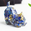 Resin Cat Figurine with Crystal Gravel, Desk Decor