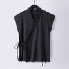 Men's Cotton Linen Vest, Sleeveless V-Neck Wrap Top