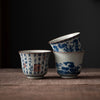 Blue and White Porcelain Teacup with Calligraphy and Landscape