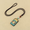 Tibetan Thangka Pendant Necklace, Ebony Wood Rope
