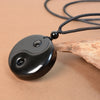 Black Obsidian Yin Yang Necklace Pendant, Taoist Symbol of Balance
