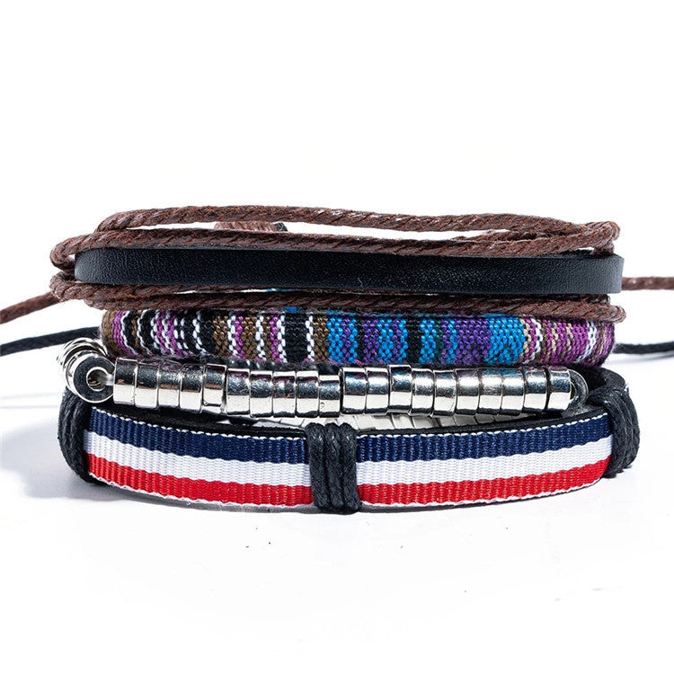 Handmade Leather Bracelet Set with Gift Message Card